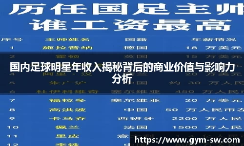 国内足球明星年收入揭秘背后的商业价值与影响力分析
